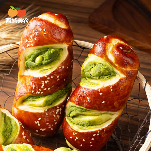 西域美农 抹茶碱水奶酥面包 黑芝麻碱水奶酥 100克/根*6根  共600克 发顺丰 商品图9