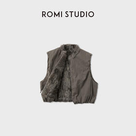 ROMI STUDIO“绒雾”小湖羊羔胎羊皮毛一体水波纹马甲RWCWW86346