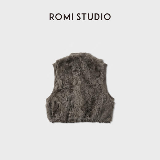ROMI STUDIO“绒雾”小湖羊羔胎羊皮毛一体水波纹马甲RWCWW86346 商品图4