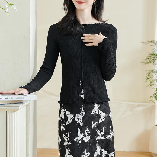 剩S/M 米思阳2026春季新款知性气质时尚套装重工提花半身裙两件套女1062 商品图4