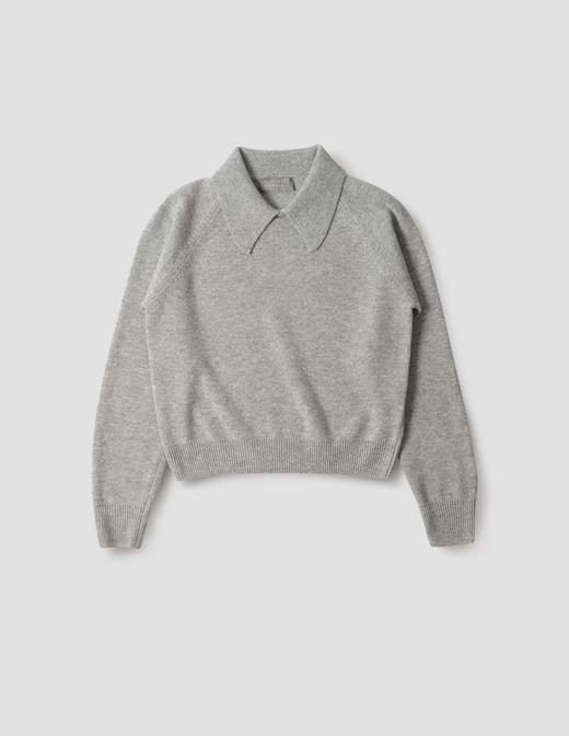 Margaret Howell 25AW 浅灰混色意制翻领美丽诺羊毛衫 商品图4