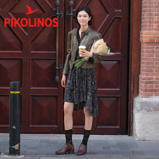 【云粉节】BF楼Pikolinos派高雁秋季擦色牛皮深口侧拉链中粗跟通勤单鞋PL252714.吊牌价2580. 商品图1