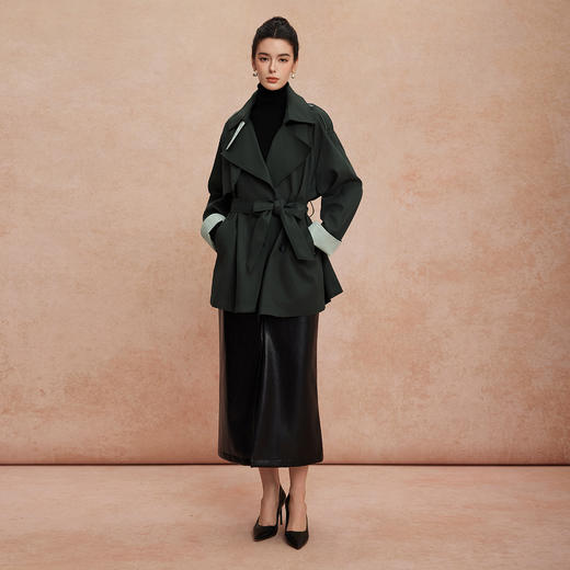 QG001斯尔丽25新款经典复古时尚慵懒风不压个子一手长廓形小个子风衣 商品图8