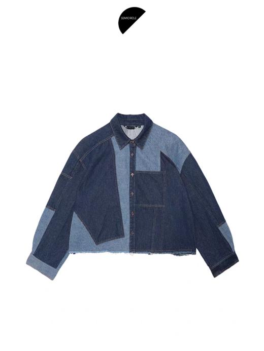 半圆/Q5131801/不规则几何拼接宽松休闲衬衫 商品图4