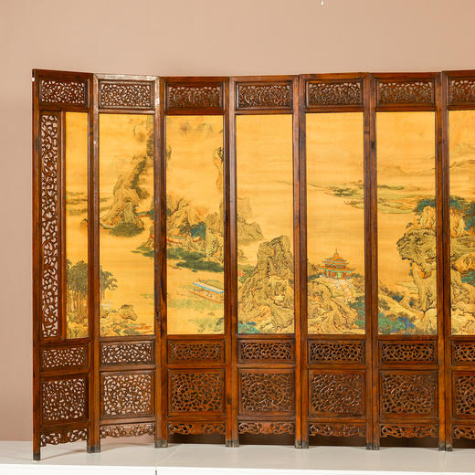 清中期	黄花梨透雕螭龙纹十二扇炕屏 商品图3