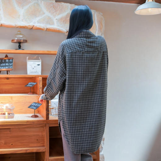 谜底羊毛混纺大衣女2025秋新款复古风千鸟格中长款外套257MD7863 商品图2