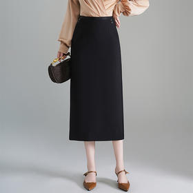 QYM 772-Y西装半身裙中长款开衩包臀裙直筒一步裙