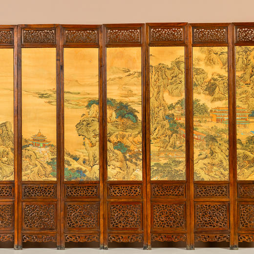 清中期	黄花梨透雕螭龙纹十二扇炕屏 商品图1