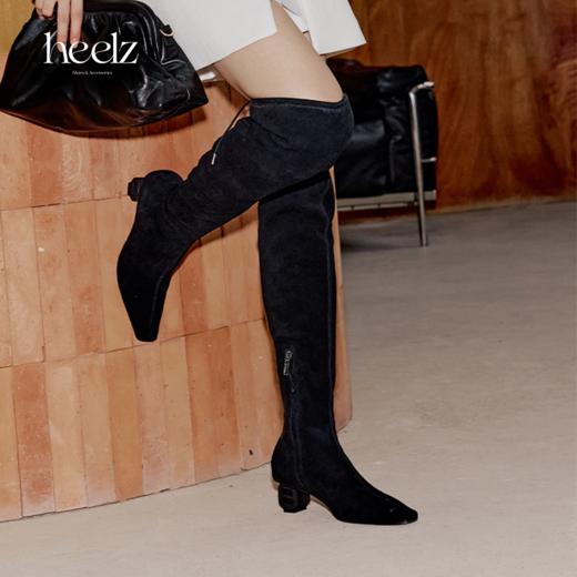 heelz设计师手工鞋履 ｜H灯笼跟羊翻毛皮过膝长靴4.5公分 商品图0