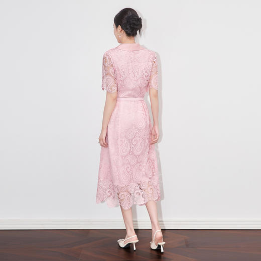 镂空水溶蕾丝翻领，收腰法式名媛气质连衣裙WLZD-2509512 商品图1
