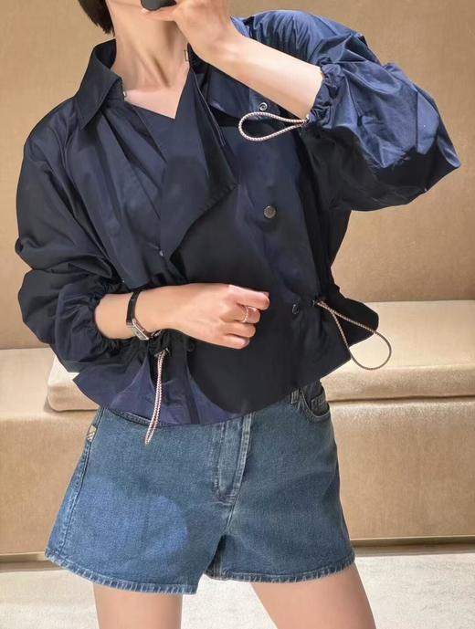 非质量问题不退换！ 巴宝莉 女士丝缎抽绳收腰连帽Trench外套 五色 商品图4