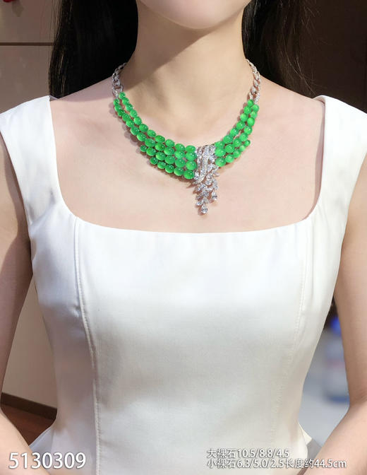 玻璃种阳艳绿蛋面套链【5130309】具体价格微信咨询 商品图4
