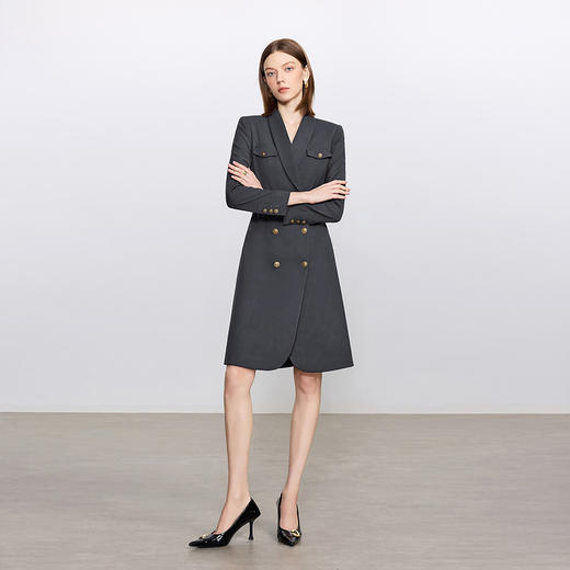 IWY/高级感灰色西装连衣裙女秋冬羊毛总裁职业裙气质干练工作服Q1446 商品图1