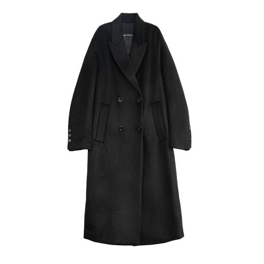 谜底呢子大衣女2025冬季新款通勤简约双排扣直筒羊毛呢258MD5501 商品图4