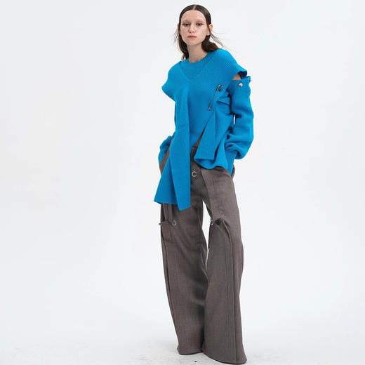 启世录TIWILLTANG“烟雨抉痕”原创针织衫女春季肩部套头毛衣 商品图1