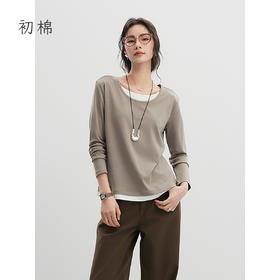 初棉圆领假两件长袖T恤356601001