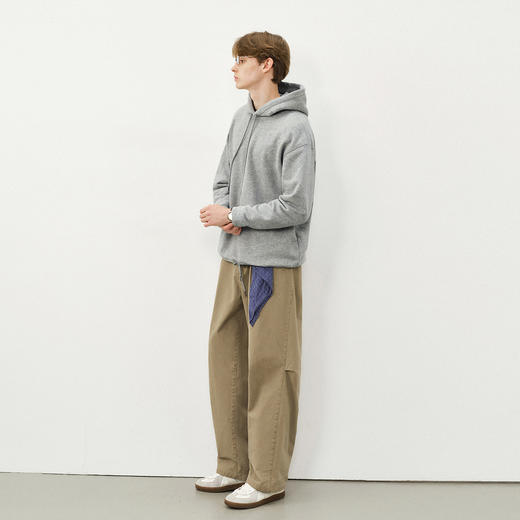714street日系休闲简约加绒连帽卫衣男2025秋冬新款情侣落肩帽衫 商品图2