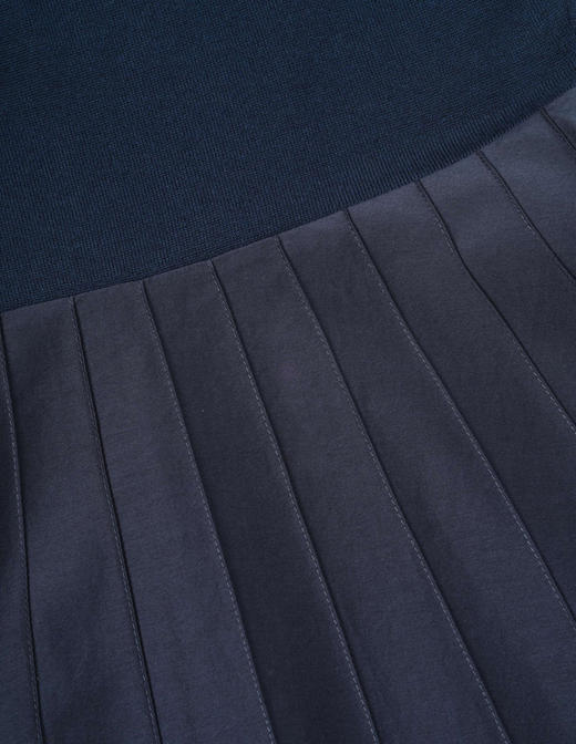 Margaret Howell 25AW 海军蓝意制极细美丽诺羊毛拼接丝棉百褶裙 商品图9
