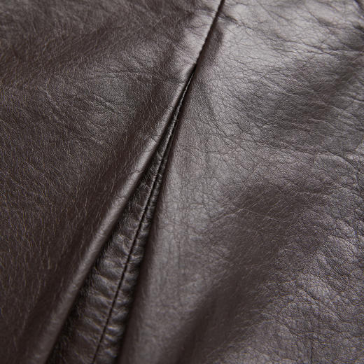 ROMI STUDIO“棕标系列”进口小牛皮轻蜡肌理感皮大衣 RWCAS85168 商品图3