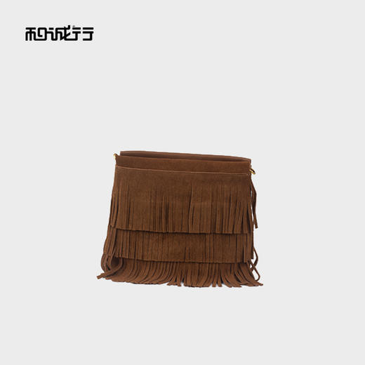 和诚行2025秋冬新款时尚磨砂水桶包休闲流苏装饰单肩包4420167 商品图0