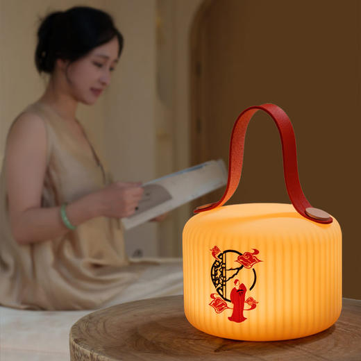 中国风手提灯笼小夜灯 中秋节新中式礼物充电硅胶拍拍卧室床头灯伴睡氛围灯 商品图1