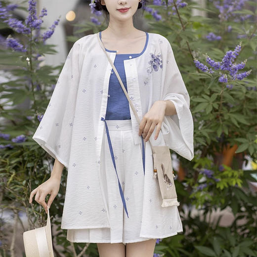 裁缝学苑AH35改良新中式汉服圆领衫纸样吊带短裤套装女装样板图纸 商品图3