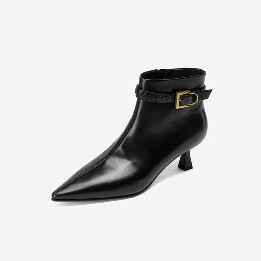 Westory2025年冬季摔纹胎牛尖头猫跟简约百搭短靴W25DS85551 商品图11