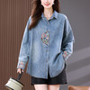 雀说牛仔衬衫外套新款大码宽松时尚衬衣薄款国风刺绣上衣潮AL1622 商品缩略图0