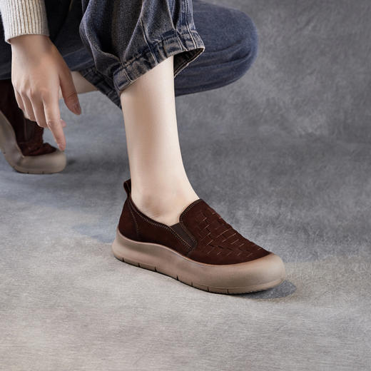 ZM 258669复古编织单鞋厚底休闲鞋一脚蹬深口乐福鞋 商品图2