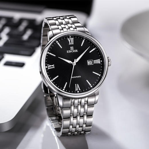 依波手表男机械表正品简约商务防水日历手表钢带手表男士5624 商品图1