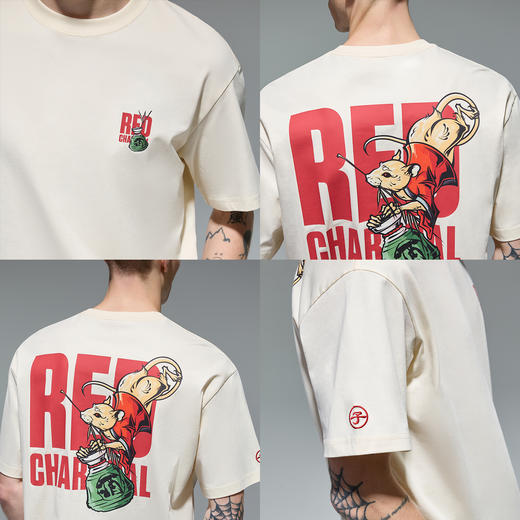 REDCHARCOAL红炭凉感速干老鼠印花短袖T恤男夏季新款宽松男士半袖 商品图4