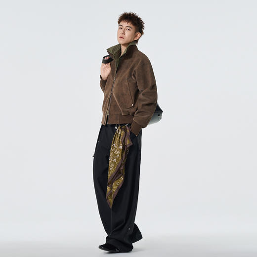 美拉德风机车风情侣超纤面料防污外套 男女同款 商品图1