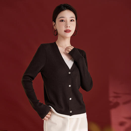 SM 1003针织开衫桑蚕丝气质v领长袖宽松外穿毛衣 商品图2