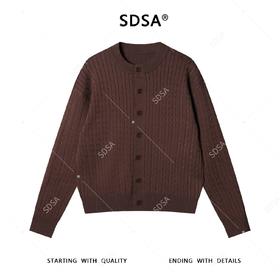 46764SDSA男士秋冬新款痞帅男装极简风短款纽花圆领针织衫百搭开衫毛衣