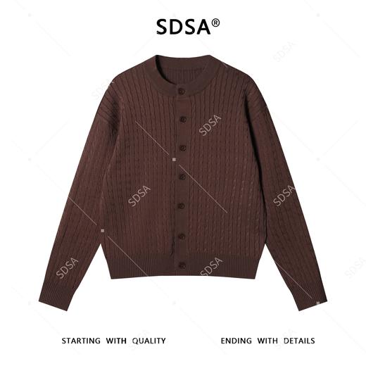 46764SDSA男士秋冬新款痞帅男装极简风短款纽花圆领针织衫百搭开衫毛衣 商品图0