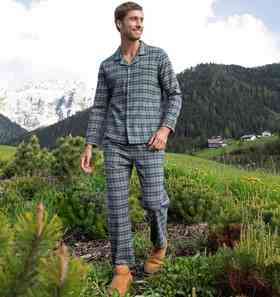 【索罗娜梭织磨毛秋初冬款】SCHIESSER德国舒雅男士棉索罗那梭织磨毛格纹睡衣套装190g 39/25398H