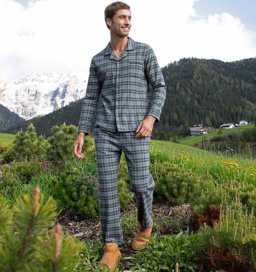 【索罗娜梭织磨毛秋初冬款】SCHIESSER德国舒雅男士棉索罗那梭织磨毛格纹睡衣套装190g 39/25398H 商品图0