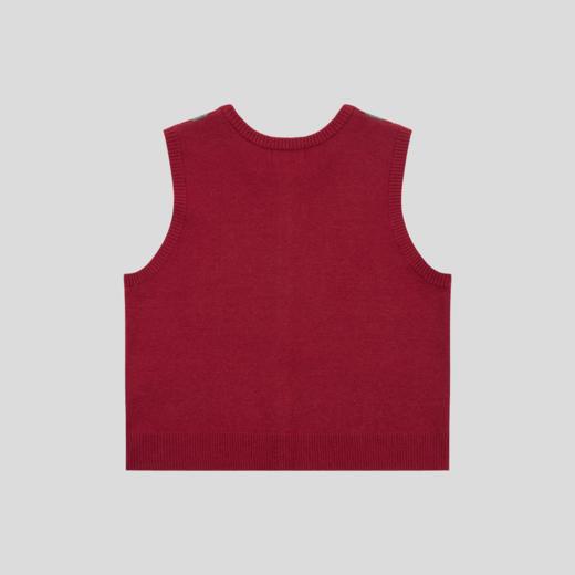 GOODBAI 菱格纹撞色提花圆领纽扣宽松针织背心 商品图4