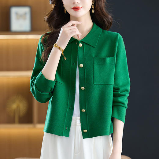 SC7-9102-168针织开衫春秋外搭大码女装2025新款气质减龄翻领毛衣秋季纯色外套 商品图2