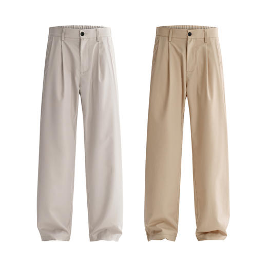 REDCHARCOAL 红炭深灰色叠褶垂感直筒西裤夏新款休闲裤男西装裤子 商品图1