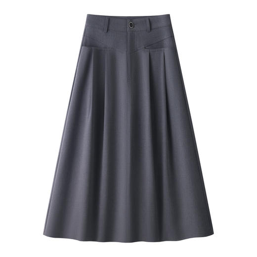 丁摩 灰色垂感百褶半身裙女春秋高腰显瘦中长款宽松西装裙5ZF-02813 商品图0