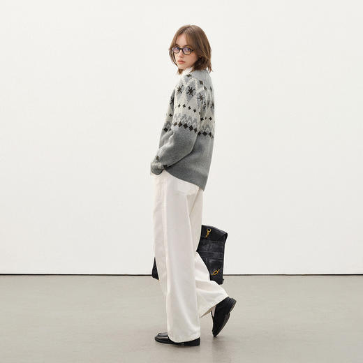 714street羊毛混纺费尔岛毛衣男2025秋冬情侣款落肩宽松针织衫女 商品图3