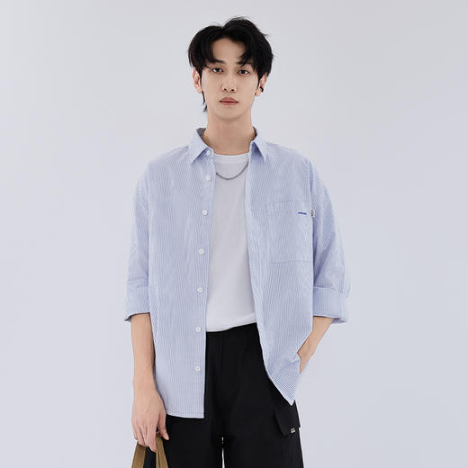 【新品上新】HX 春秋季翻领长袖衬衫纯棉S103533135101 商品图0