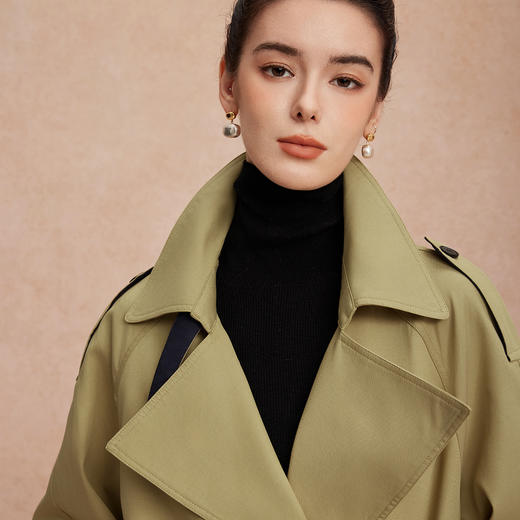 QG001斯尔丽25新款经典复古时尚慵懒风不压个子一手长廓形小个子风衣 商品图4