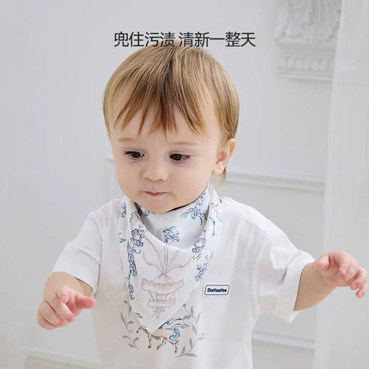 Domiamia 婴幼儿四层纱布三角巾新生儿口水巾喂奶巾 2条装 商品图1