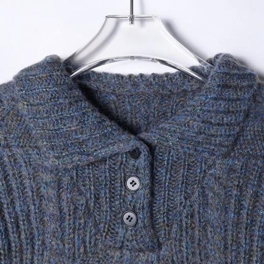 9925SDSA男士秋冬新款痞帅男装复古纽花polo领针织衫慵懒风百搭毛衣 商品图2