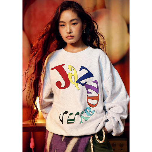 CryingCenterJazzDay环形音符花灰套头宽松加绒卫衣 哭喊中心 商品图1