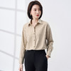 罗蒙秋冬厚款竖条纹长袖衬衫女士休闲百搭落肩宽松版磨毛棉质衬衣女上衣开衫 商品缩略图4