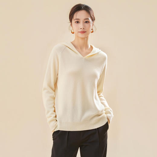 100%绵羊毛连帽无缝羊毛衫宽松慵懒风高级感罗蒙 商品图2