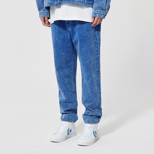 REDCHARCOAL 【红炭】蓝色水洗复古牛仔裤男宽松直筒美式街头长裤 商品图0